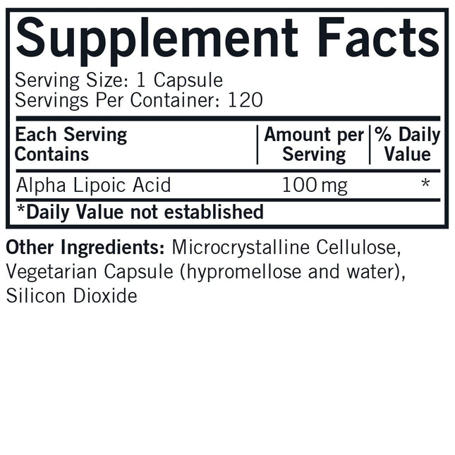 Kirkman Alpha Lipoic Acid 100 mg - Hypoallergenic | 120 Vegetarian Capsules
