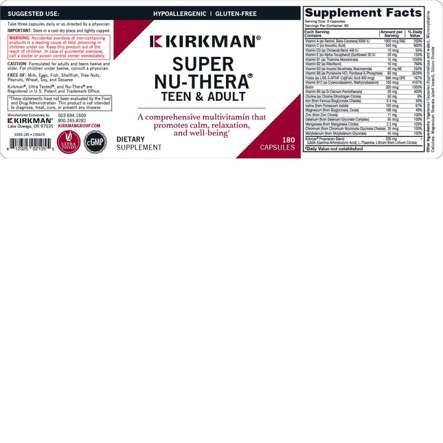 Kirkman Super Nu-Thera Multivitamin Teen & Adult – Mood Support