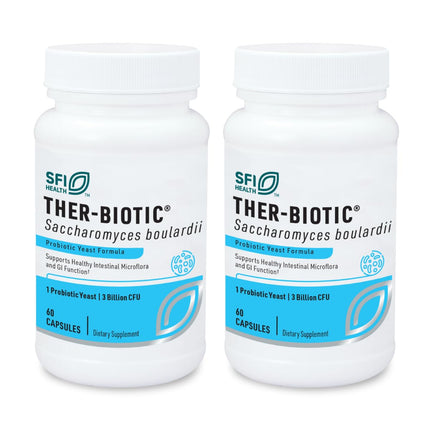 Klaire Labs Saccharomyces boulardii Probiotic – Acid-Resistant, Hypoallergenic (60 Capsules / 2 Pack)