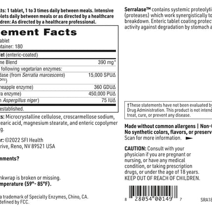 Klaire Labs Serralase SFI Health – Vegetarian Proteolytic Enzyme Blend