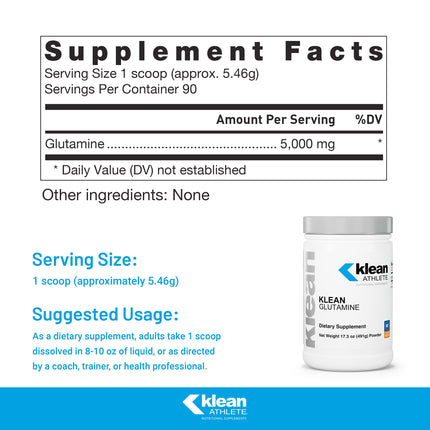 Klean Athlete Klean Glutamine – Immunity & Gut Health, NSF Certified for Sport | 17.3 oz
