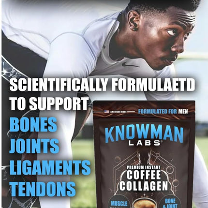 Knowman Labs Premium Collagen for Men – Coffee-Infused, 30 Servings
