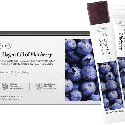 Korean Marine Collagen Jelly Sticks – Blueberry, Sugar-Free Travel Packs for Hair & Nails
