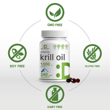 DEAL SUPPLEMENT Antarctic Krill Oil 2 Pack – 1,000mg/Serving, 480 Softgels