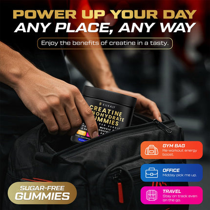 Kukaly Creatine Monohydrate Gummies – 9000mg, Sugar Free, 120ct, Mixed Flavors
