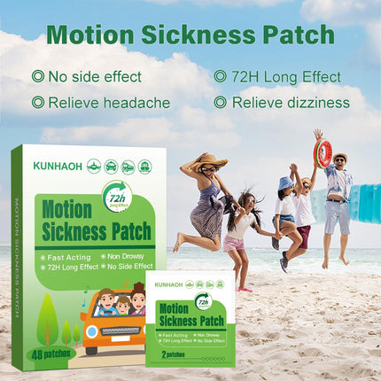 KUNHAOH 36 Count Motion Sickness Patch - 72-Hour Waterproof, Non-Drowsy Travel Patches
