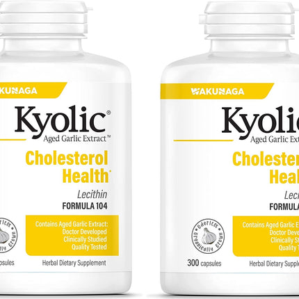 Kyolic #104 Garlic Extract With Lecithin 300-cap Two-Pack | Aged Garlic Extract Kyolic Formula 104