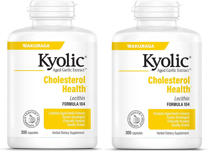 Kyolic #104 Garlic Extract With Lecithin 300-cap Two-Pack | Aged Garlic Extract Kyolic Formula 104