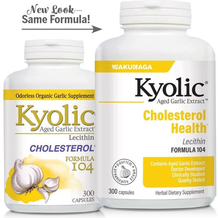 Kyolic #104 Garlic Extract With Lecithin 300-cap Two-Pack | Aged Garlic Extract Kyolic Formula 104
