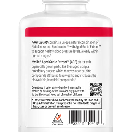Kyolic Aged Garlic Extract Formula 109 – Blood Pressure Health, 240 Capsules