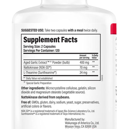 Kyolic Aged Garlic Extract Formula 109 – Blood Pressure Health, 240 Capsules