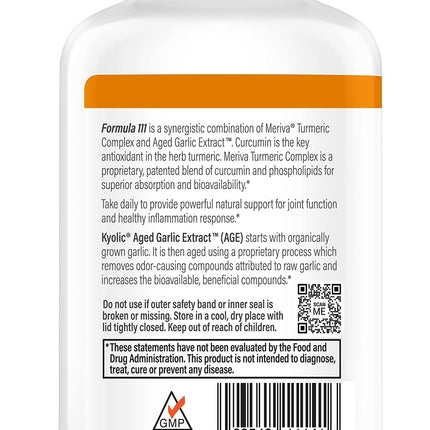 Kyolic Aged Garlic Extract Formula 111 – Health Support with Curcumin & Meriva Turmeric
