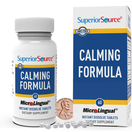Superior Source Calming Formula with L-Theanine, 5-HTP & Melatonin - 60-Count MicroLingual Sleep Support (Pack of 2)