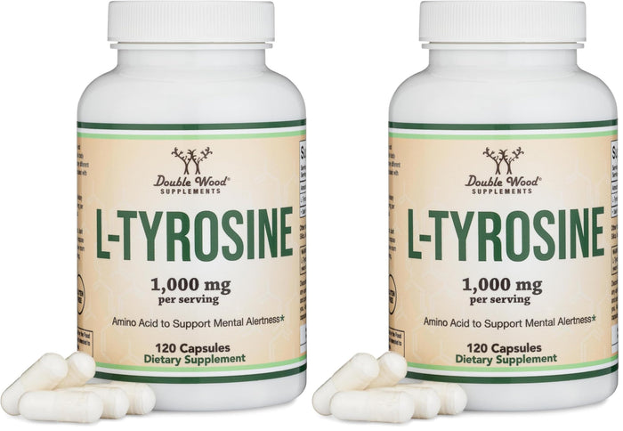 L-Tyrosine 1000mg per Serving – 120 Veggie Capsules (2-Pack) | Double Wood