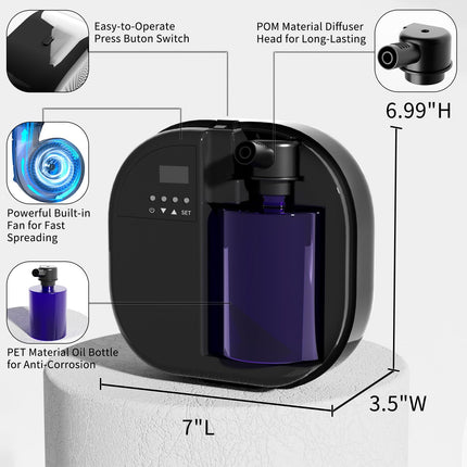 LACIDOLL Smart Scent Air Machine — 500ml Diffuser for Large Rooms and Hotels (Black)