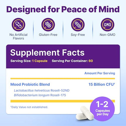 InnovixLabs Mood Probiotic – Clinically Studied Digestive & Mood Support, 60 Capsules