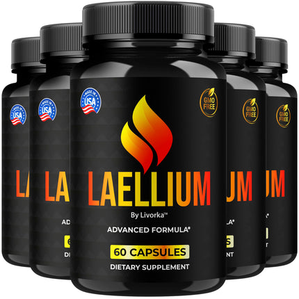 Laellium Pro Pills 5 Pack – All-Natural Daily Formula | LIVORKA Capsules, 300 Capsules