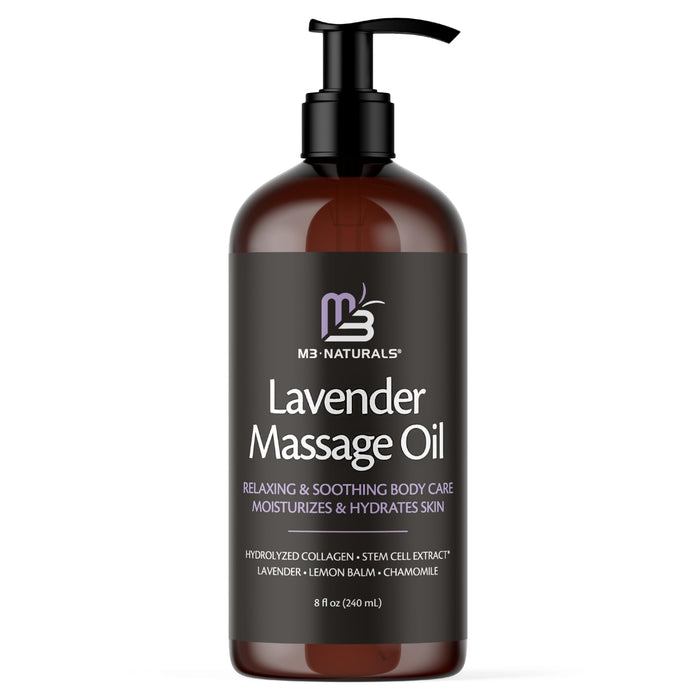 Lavender Massage Oil with Collagen & Stem Cells – M3 Naturals, 8 fl oz