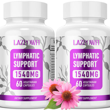 Lazpowfi Lymphatic Drainage Supplement – 120 Capsules with Echinacea, Dandelion & Turmeric