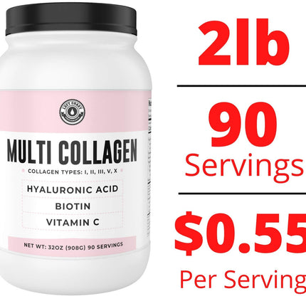 Left Coast Performance Multi Collagen Powder 2lb with Biotin, Hyaluronic Acid & Vitamin C