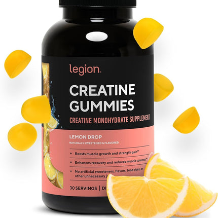 LEGION Creatine Monohydrate Gummies – Clean, Chewable Creatine for Strength & Endurance | 30 Lemon Drop Servings