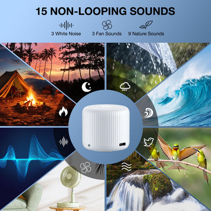 LEICEX Portable Travel Sound Machine — 15 Non-Looping Sounds, 22h Battery, USB-C