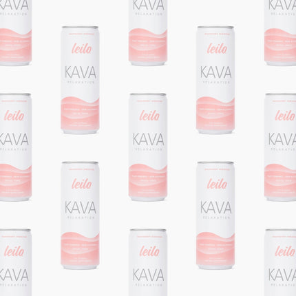 LEILO Kava-Powered Sparkling Relaxation Drink | Raspberry Hibiscus 12-Pack | Non-Alc Calming Beverage