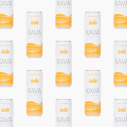 LEILO Tangerine Mango Kava Sparkling Drink – 12-Pack Non-Alc Calming Beverage