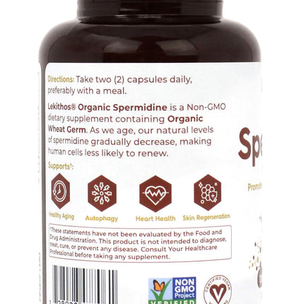 Lekithos Organic Spermidine Capsules – 120 Vegan Wheat Germ, 1050mg