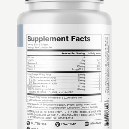 Big Bold Health Dutch Harbor Omega Maintain Softgels | Premium Alaskan Cod Liver Oil (120 Count) | MSC Certified