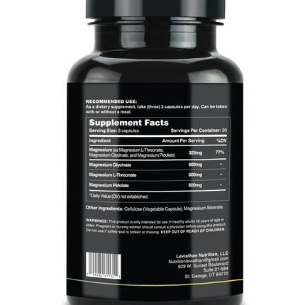 Leviathan Nutrition Full Spectrum Magnesium | L-Threonate, Pidolate & Glycinate
