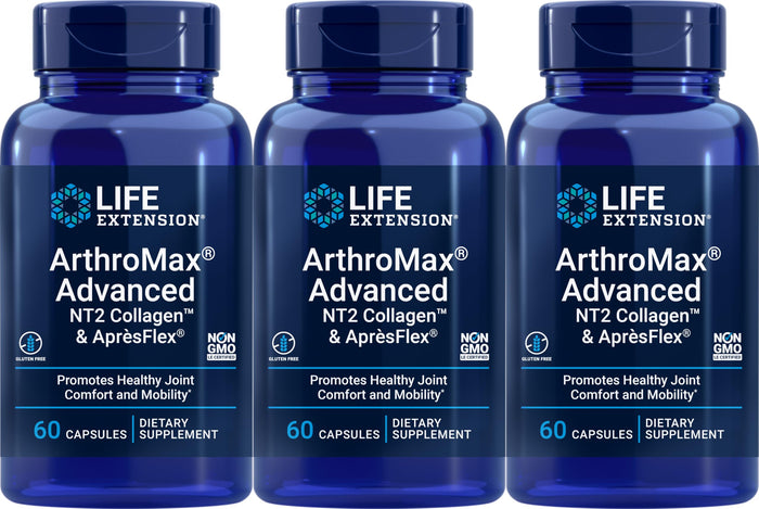 Life Extension ArthroMax Advanced with NT2 Collagen & ApresFlex – 60 Capsules (Pack of 3)