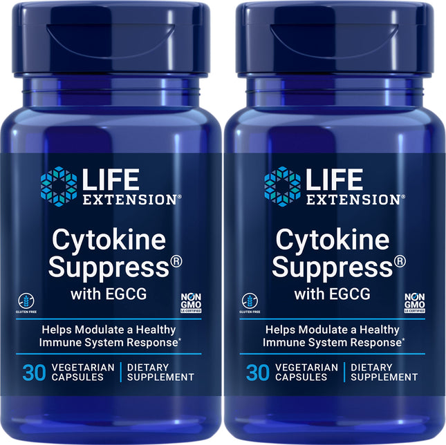 Life Extension Cytokine Suppress with EGCG – 30 Vegetarian Capsules (Pack of 2)