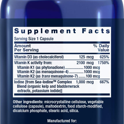 Life Extension Vitamin D & K with Sea-Iodine - 60 Capsules (2-Pack)