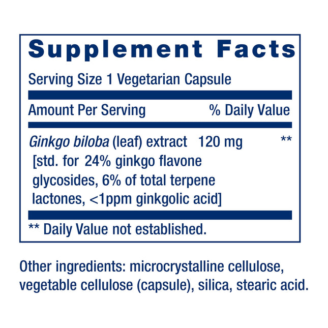 Life Extension Ginkgo Biloba Certified Extract 120 mg – Memory & Cognition Support, Gluten-Free, Non-GMO, 365 Capsules