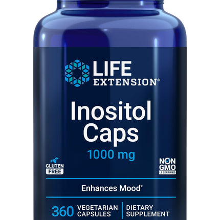 Life Extension Inositol Caps – 1000 mg Myo-Inositol for Mood, Metabolism & Hormone Balance – Gluten-Free, Non-GMO, Vegetarian – 360 Capsules