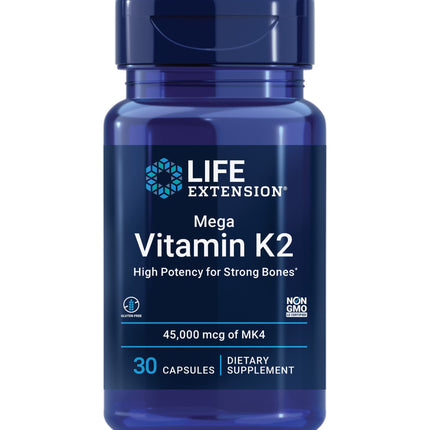 Life Extension Mega Vitamin K2 – 45 mg K2 for Strong Bones, 30 Capsules