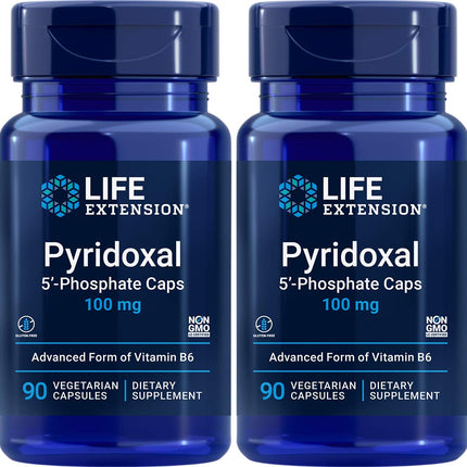 Life Extension P5P 100 mg – Vitamin B6 (Pyridoxal-5'-Phosphate) 180 Veg Capsules, Pack of 2