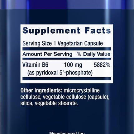 Life Extension P5P 100 mg – Vitamin B6 (Pyridoxal-5'-Phosphate) 180 Veg Capsules, Pack of 2
