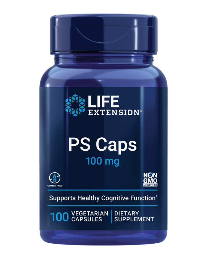 Life Extension PS Caps, phosphatidylserine, for Cognitive Performance, Gluten-Free, Non-GMO, Vegetarian, 100 Capsules