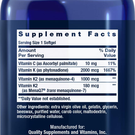 Life Extension Super K – Vitamin K1 & K2 (MK4 & MK7), 150 Softgels