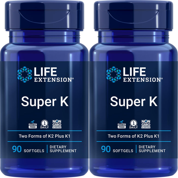 Life Extension Super K, 90 Softgels (Pack of 2) – Triple Vitamin K Formula