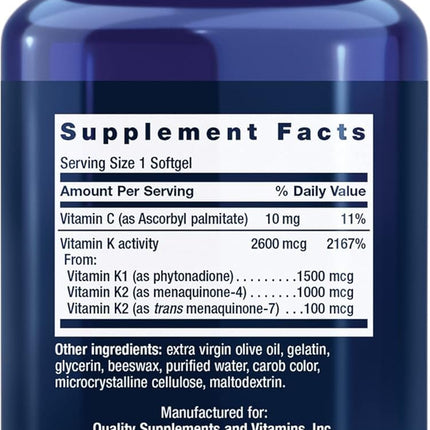 Life Extension Super K, 90 Softgels (Pack of 2) – Triple Vitamin K Formula