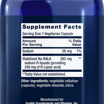 Life Extension Super R-Lipoic Acid 240 mg | 90 Vegetarian Capsules