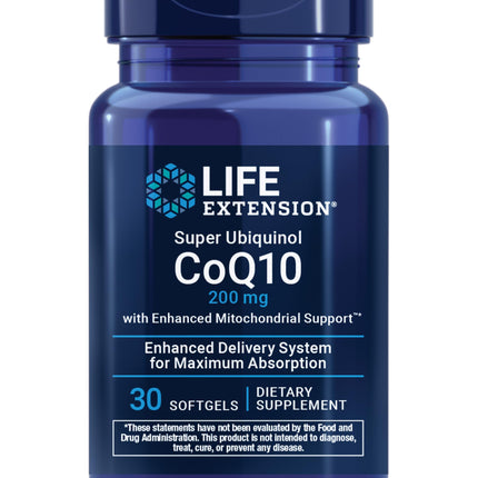 Life Extension Super Ubiquinol CoQ10 with Shilajit – 200 mg, Enhanced Mitochondrial Support | Gluten-Free, Non-GMO