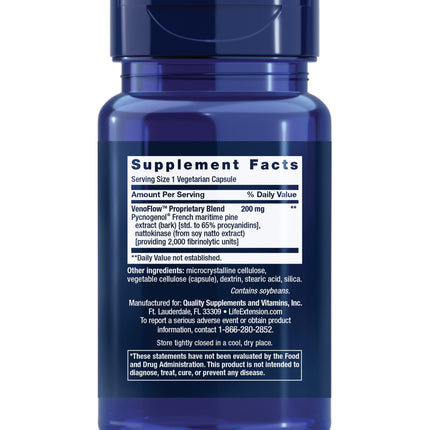 Life Extension VenoFlow Nattokinase Enzyme & Pycnogenol — Supports Healthy Circulation | 30 Vegetarian Capsules