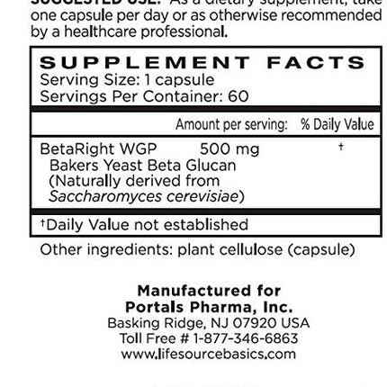 Life Source Basics Immune Support Activator - Beta-Glucan 60 Caps | Non-GMO & Vegan