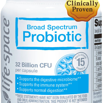 Life-Space Premium Broad Spectrum Probiotics — 32B CFU, 15 Strains, 60 Veg Capsules