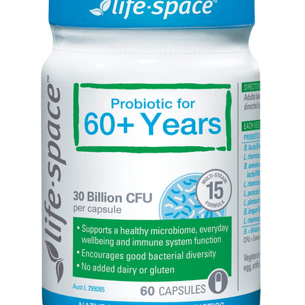 Life Space Probiotic for 60+ Years – 60 Capsules | Immune & Digestive Support