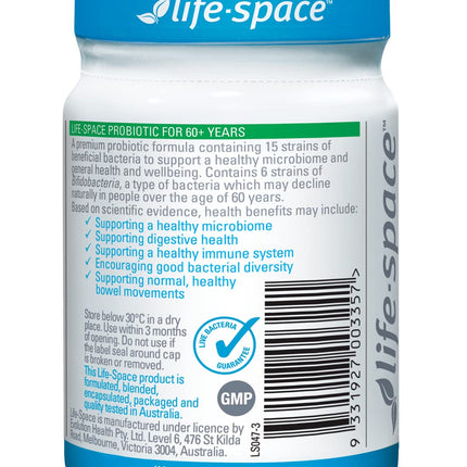 Life Space Probiotic for 60+ Years – 60 Capsules | Immune & Digestive Support
